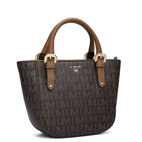 Small Monogram Leather Satchel - Chocolate