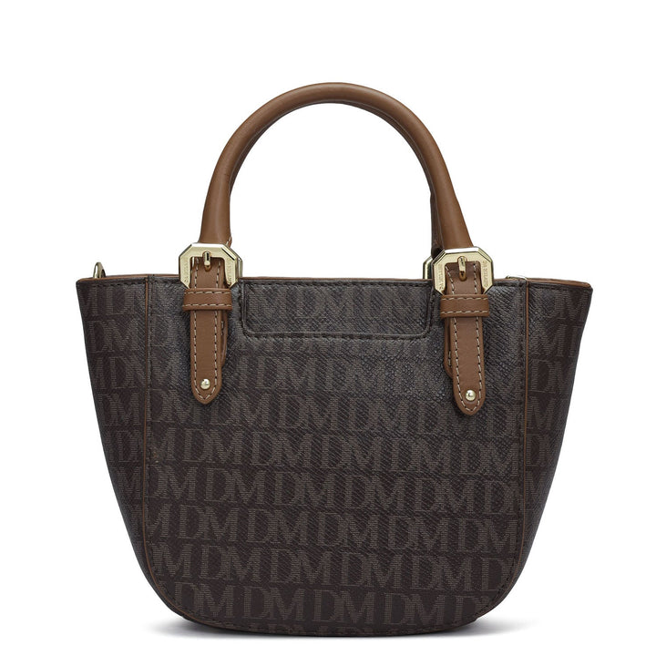 Small Monogram Leather Satchel - Chocolate