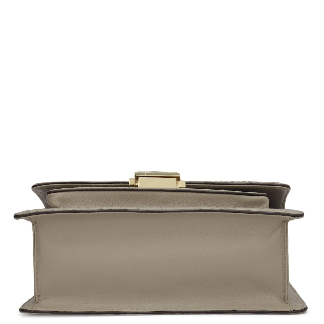 Small Monogram Franzy Leather Shoulder Bag - Chalk