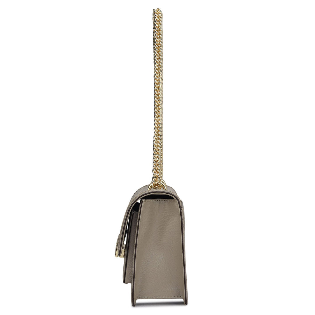 Small Monogram Franzy Leather Shoulder Bag - Chalk