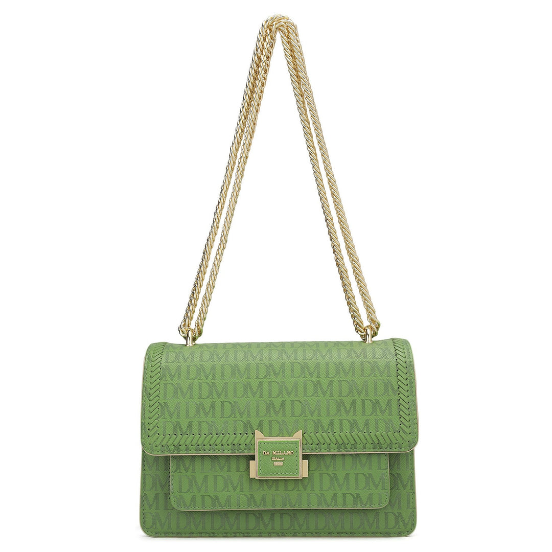 Small Monogram Franzy Leather Shoulder Bag - Kiwi