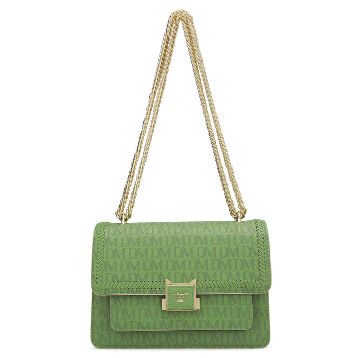 Small Monogram Franzy Leather Shoulder Bag - Kiwi