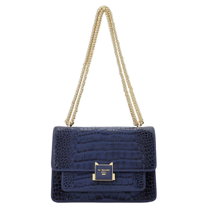 Croco-Textured Double Chain Bag (S) - Stardust