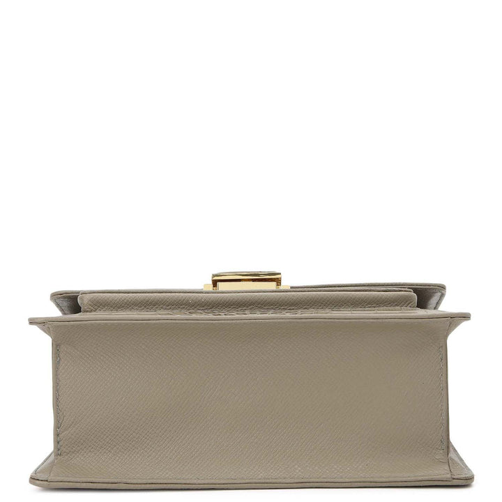 Croco-Textured Double Chain Bag (S) - Stone Grey