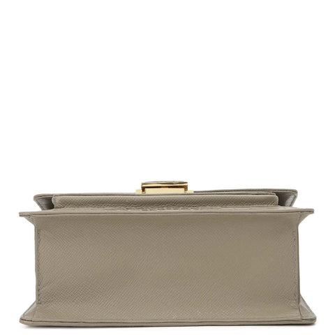 Croco-Textured Double Chain Bag (S) - Stone Grey