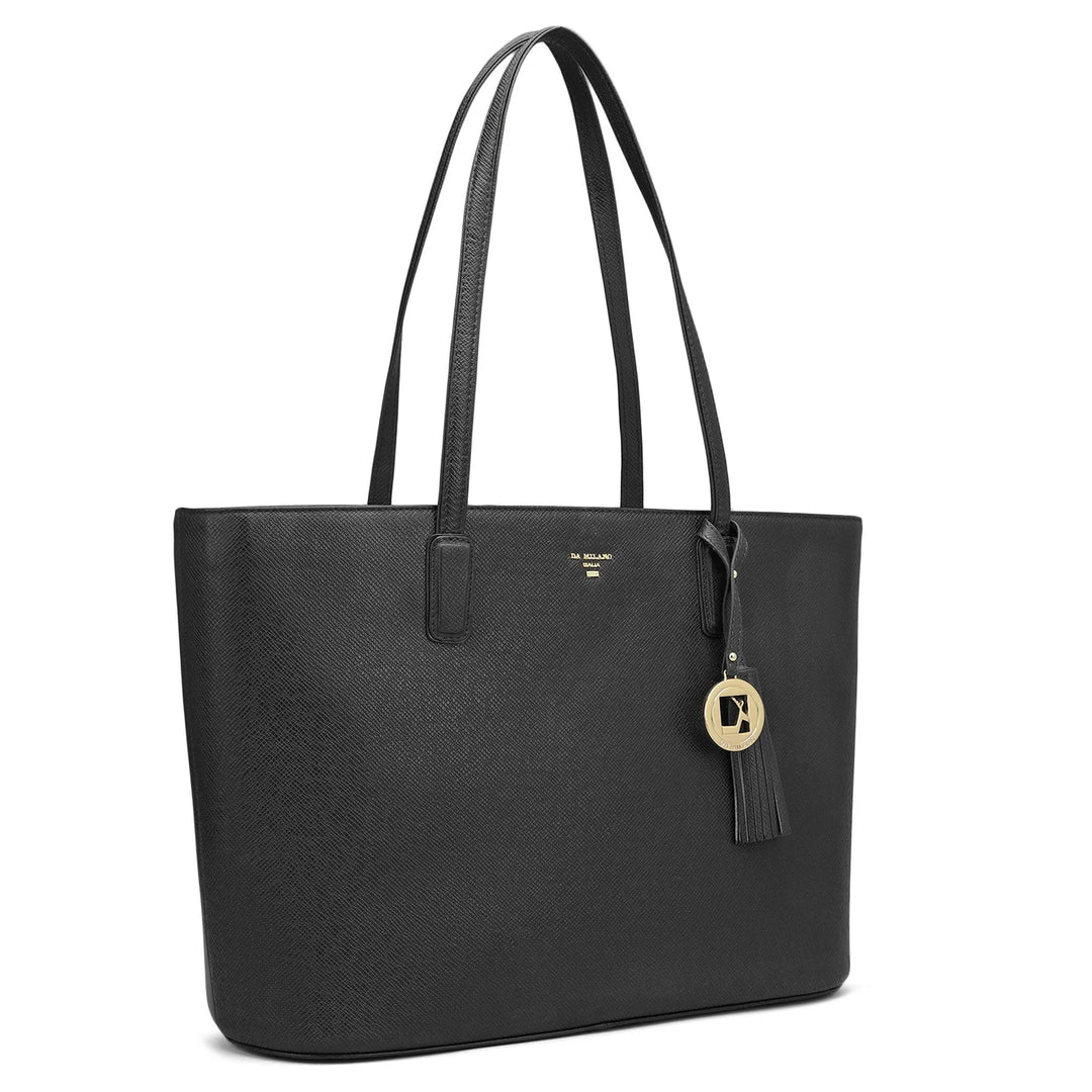 Large Franzy Leather Tote - Black