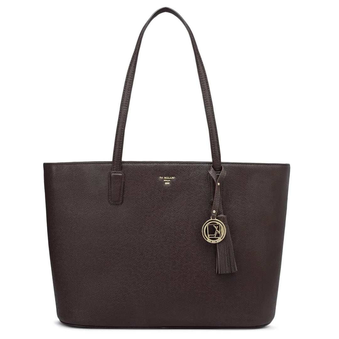 Large Franzy Leather Tote - Chocolate