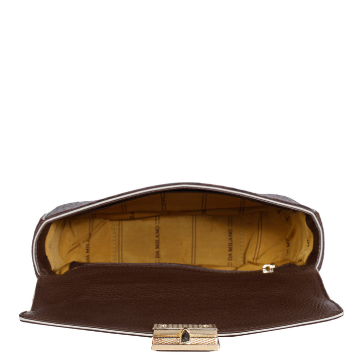 Small Croco Leather Shoulder Bag - Brown