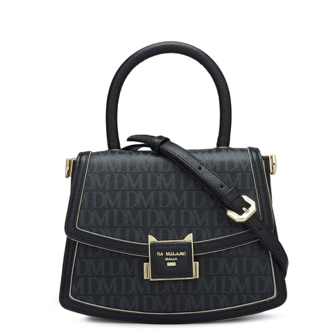 Small Monogram Franzy Leather Satchel - Black