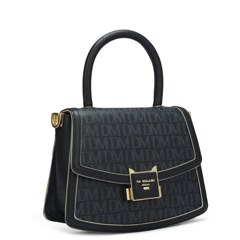 Small Monogram Franzy Leather Satchel - Black