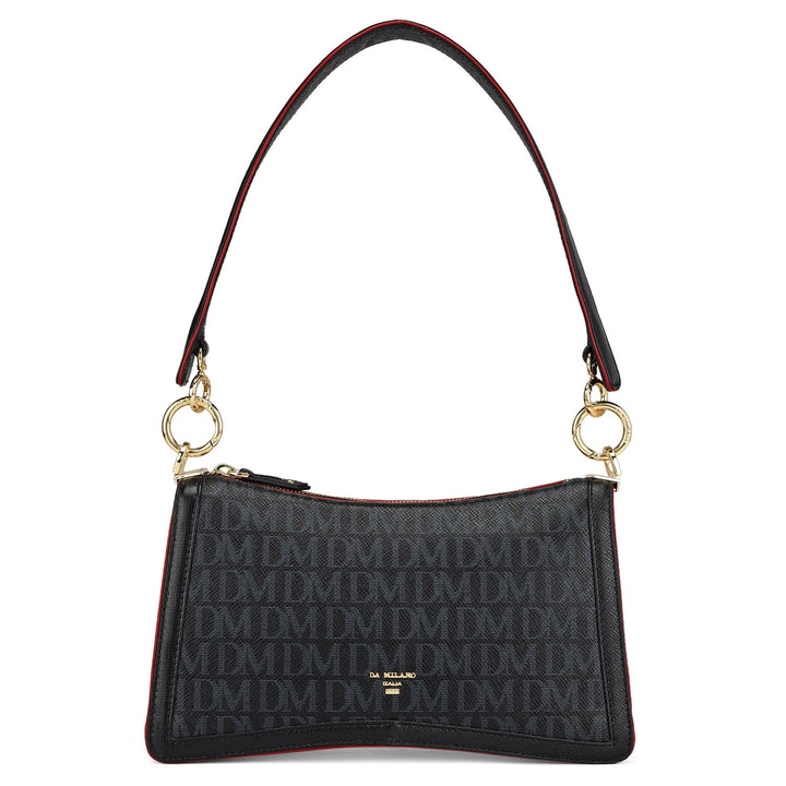 Small Monogram Leather Baguette - Black