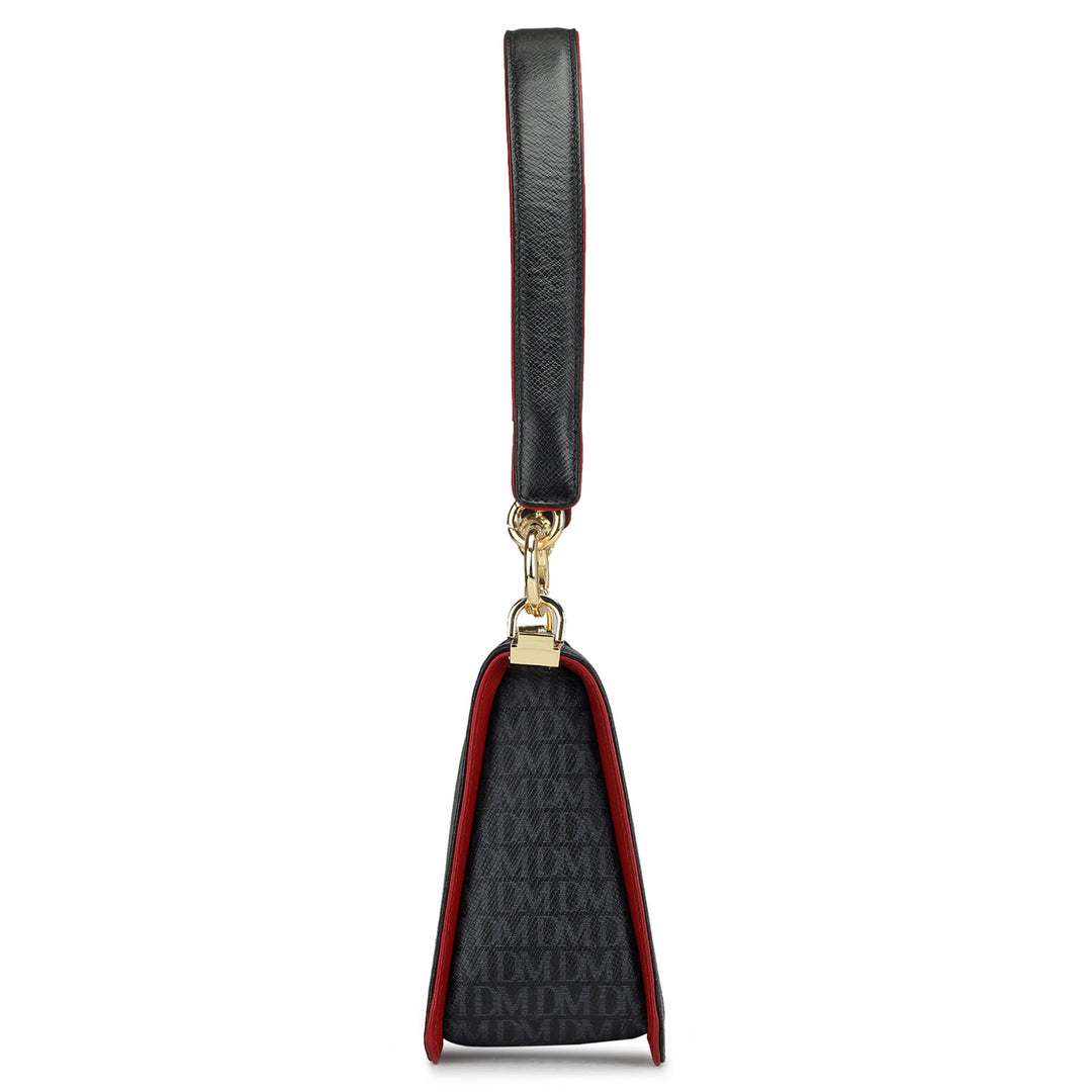 Small Monogram Leather Baguette - Black