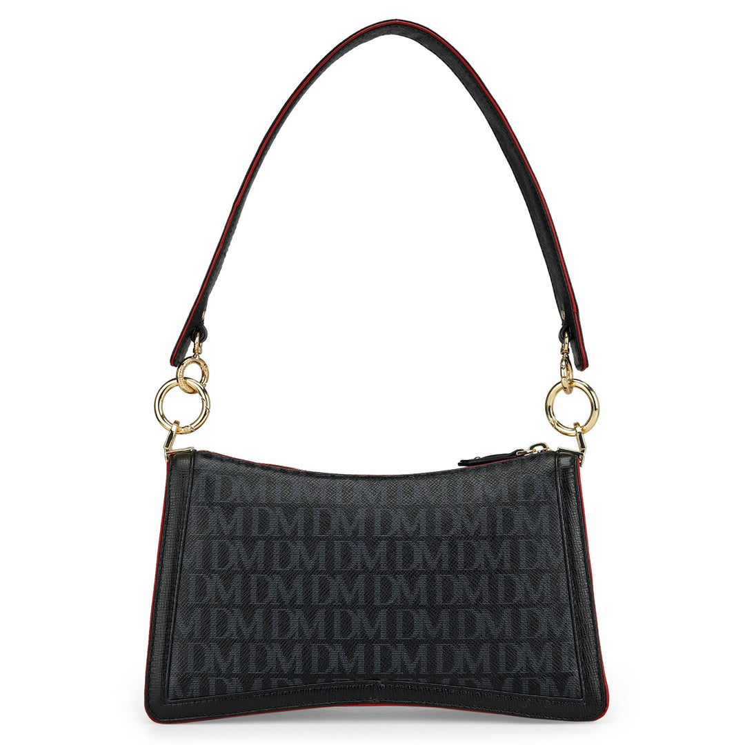 Small Monogram Leather Baguette - Black