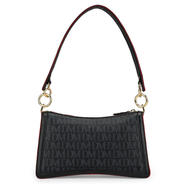 Small Monogram Leather Baguette - Black