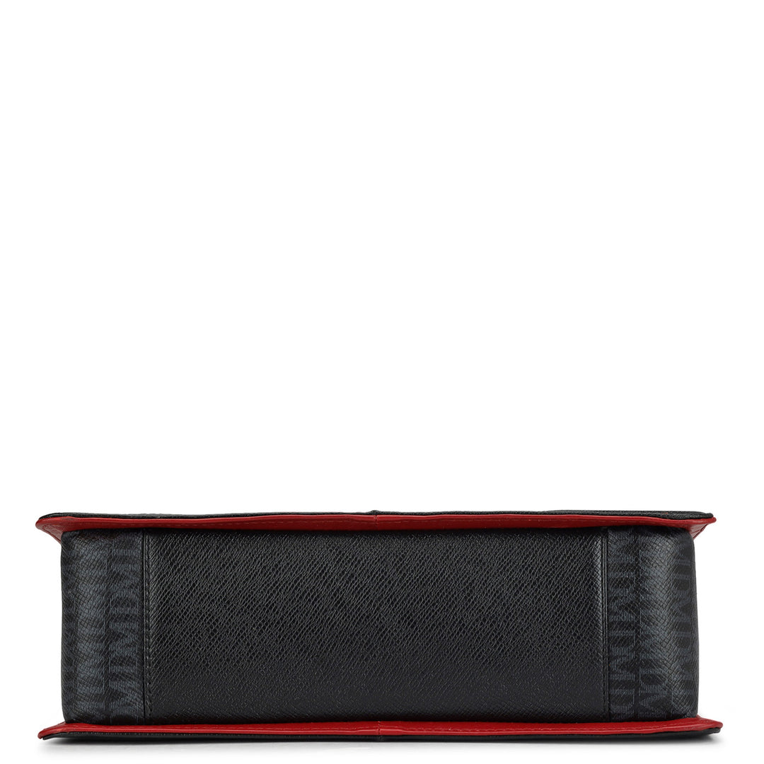 Small Monogram Leather Baguette - Black