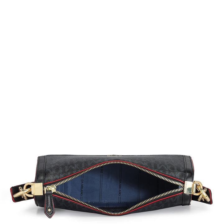 Small Monogram Leather Baguette - Black