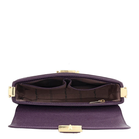 Small Croco Leather Shoulder Bag - Grapevine