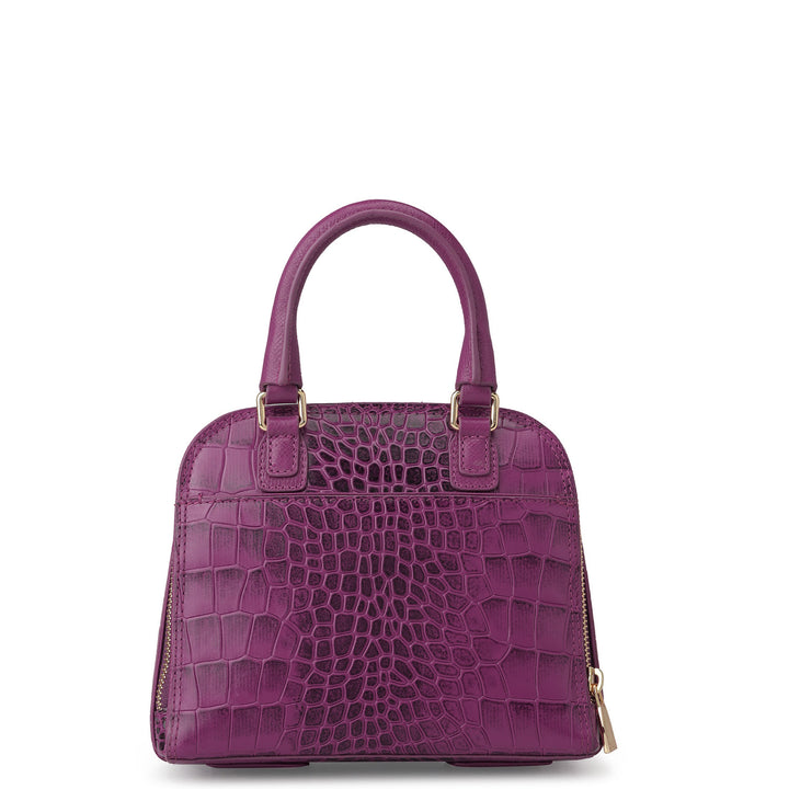 Small Croco Leather Satchel - Orchid