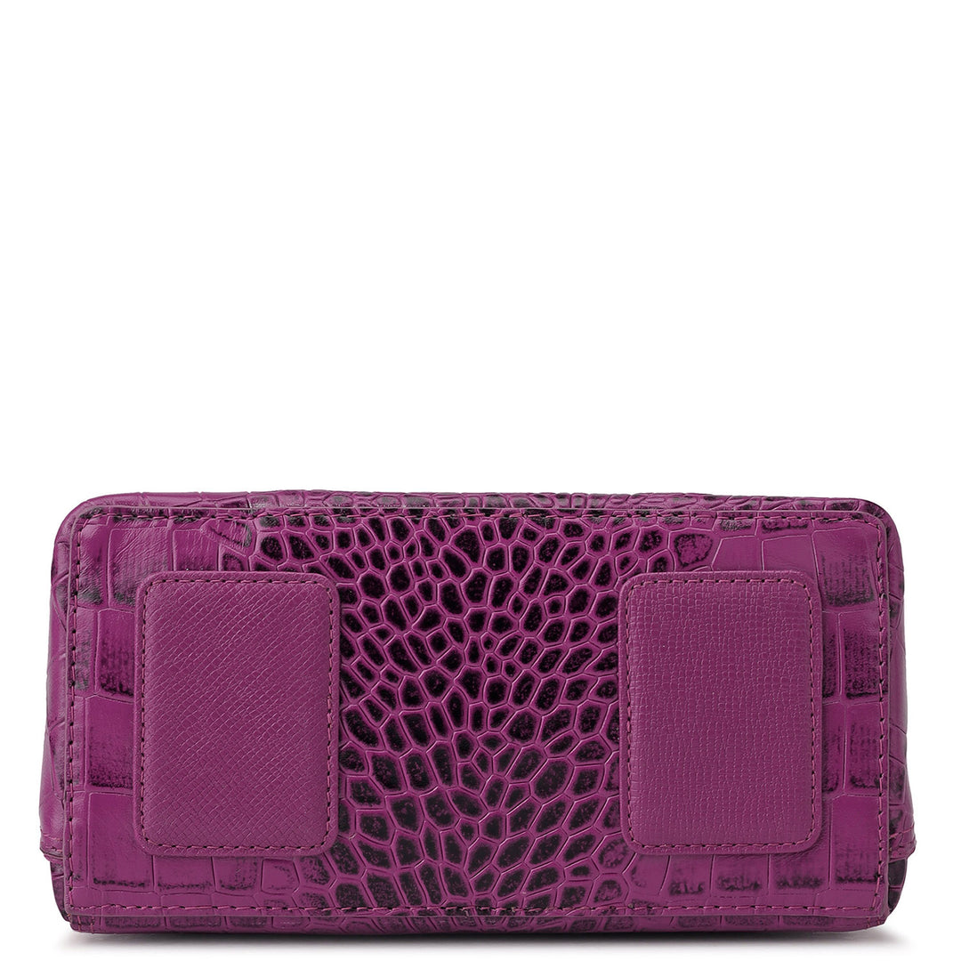 Small Croco Leather Satchel - Orchid