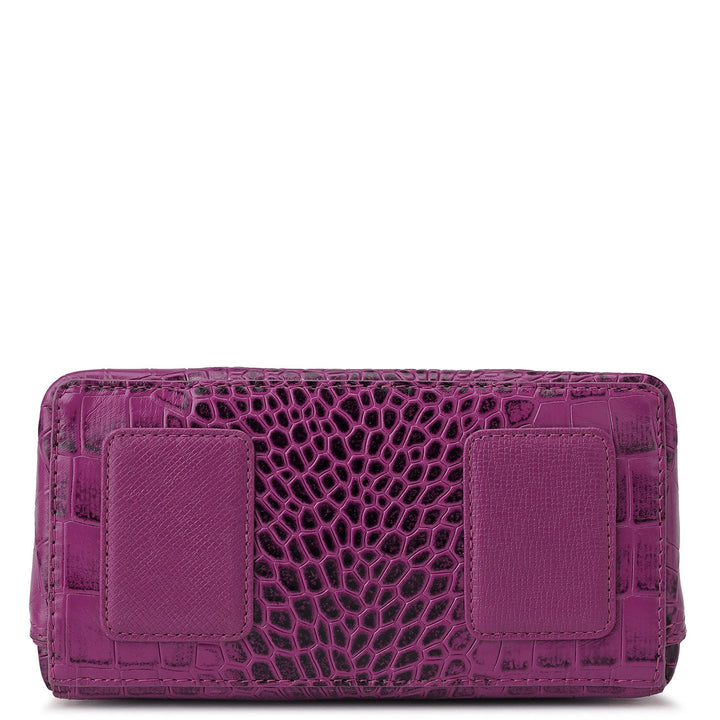Small Croco Leather Satchel - Orchid