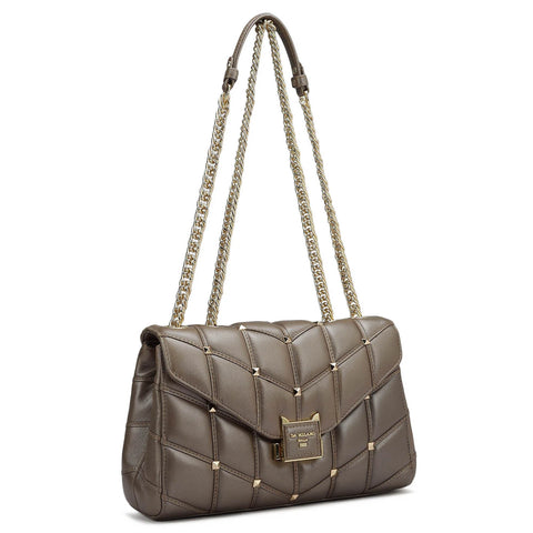 Medium Quilting Leather Shoulder Bag - Bronze