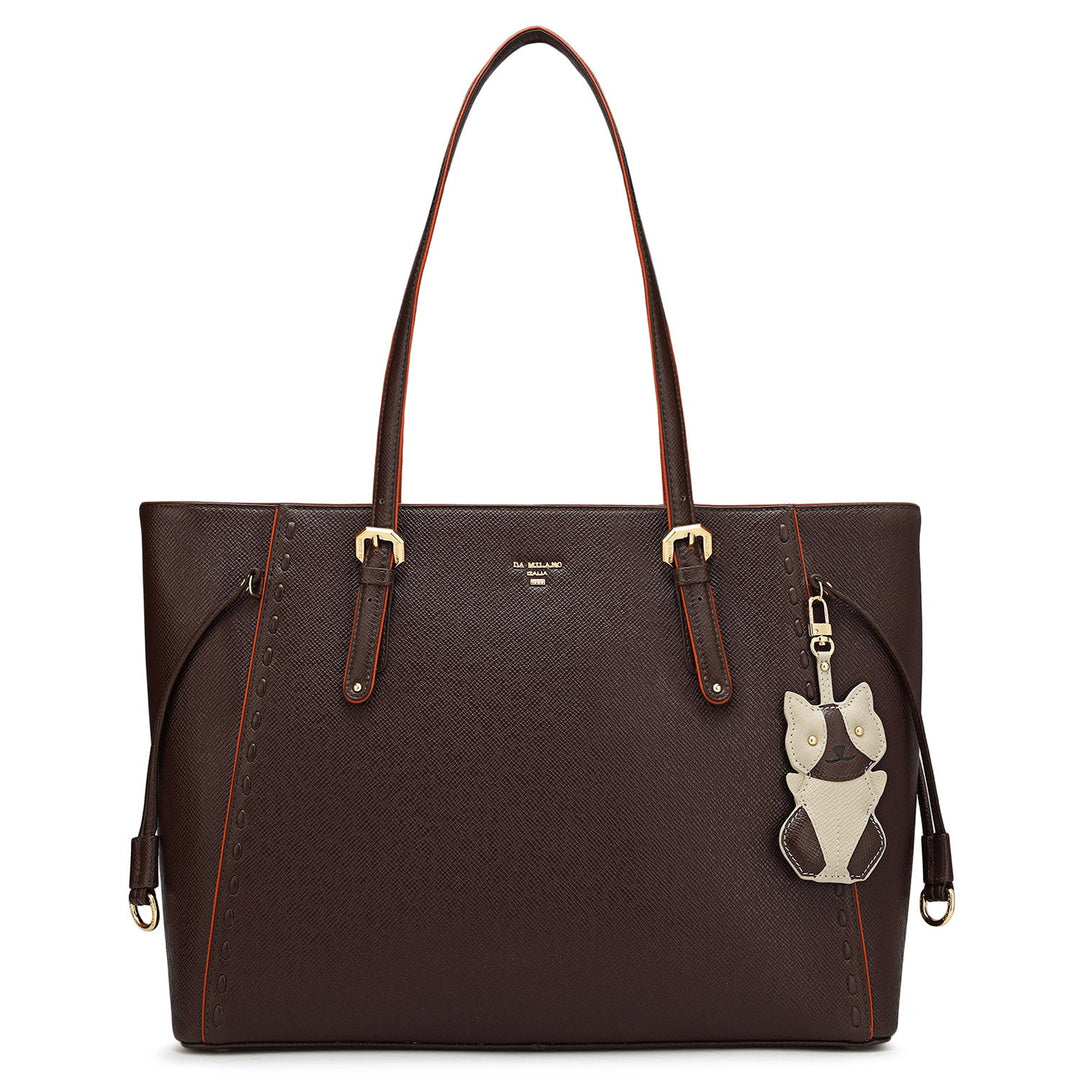 Medium Franzy Leather Tote - Chocolate