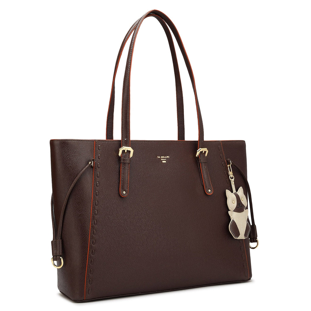 Medium Franzy Leather Tote - Chocolate