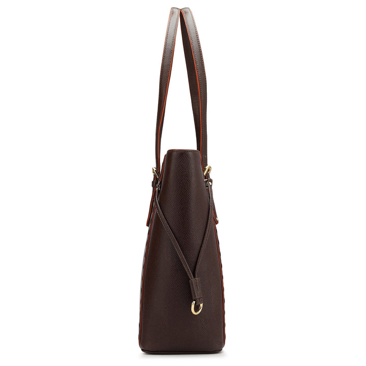 Medium Franzy Leather Tote - Chocolate