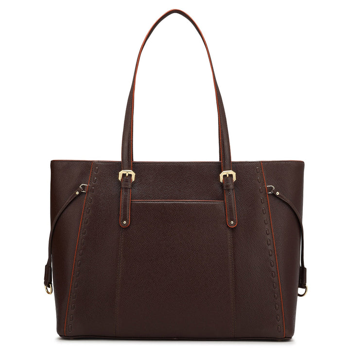 Medium Franzy Leather Tote - Chocolate