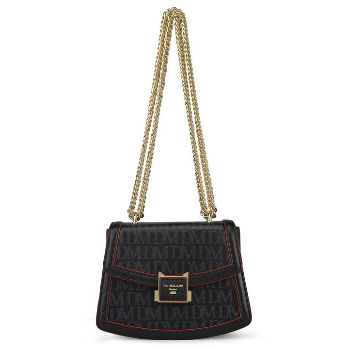 Small Monogram Franzy Leather Shoulder Bag - Black
