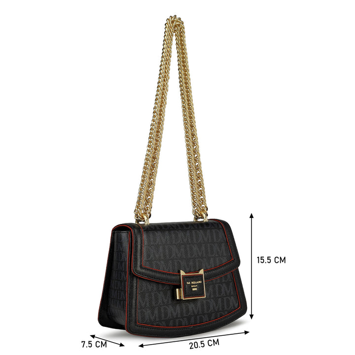 Small Monogram Franzy Leather Shoulder Bag - Black