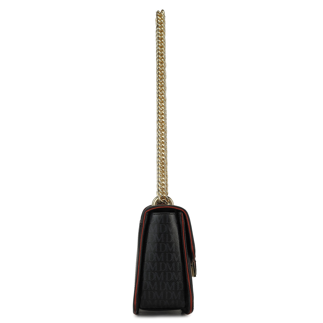 Small Monogram Franzy Leather Shoulder Bag - Black
