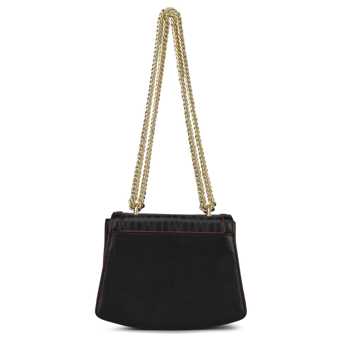 Small Monogram Franzy Leather Shoulder Bag - Black