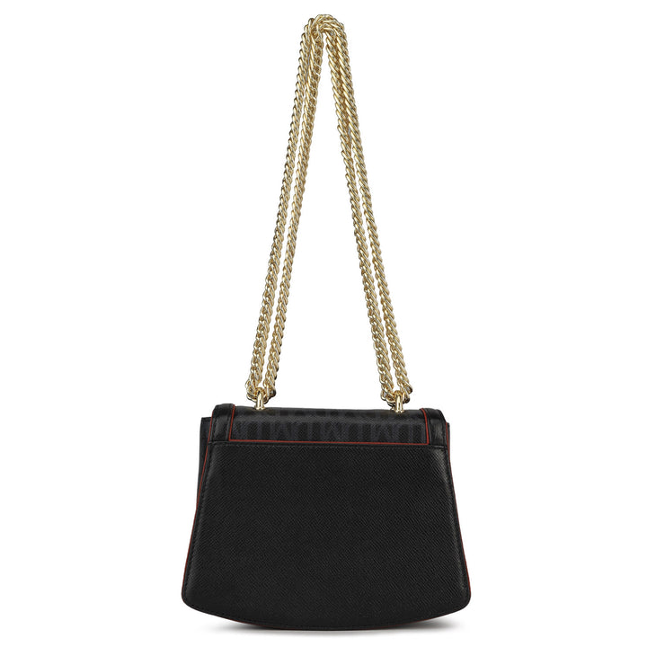 Small Monogram Franzy Leather Shoulder Bag - Black