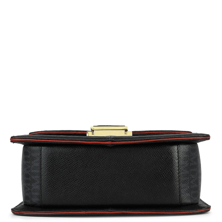 Small Monogram Franzy Leather Shoulder Bag - Black