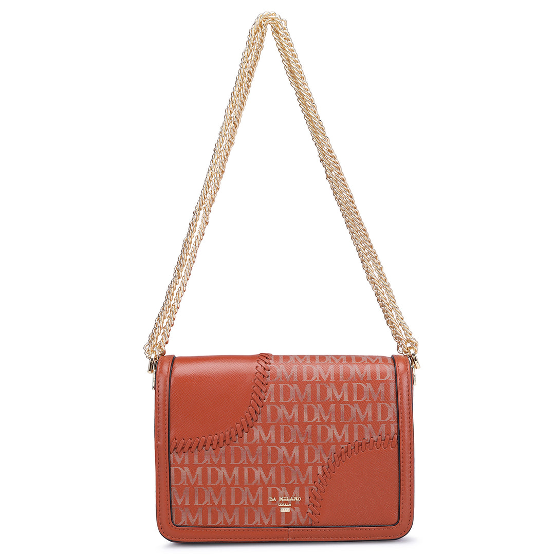 Small Monogram Franzy Leather Shoulder Bag - Rust Orange
