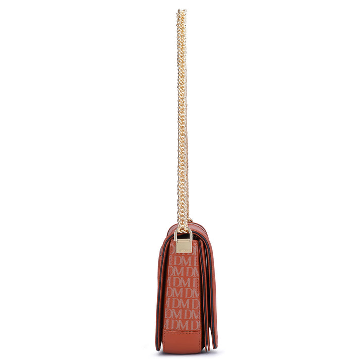 Small Monogram Franzy Leather Shoulder Bag - Rust Orange