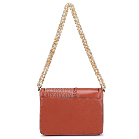 Small Monogram Franzy Leather Shoulder Bag - Rust Orange