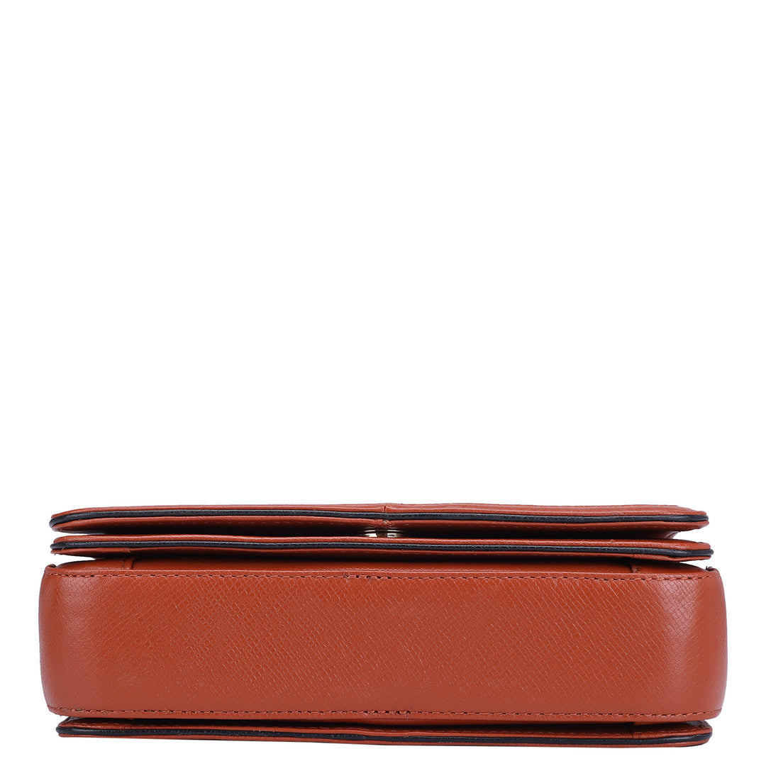 Small Monogram Franzy Leather Shoulder Bag - Rust Orange