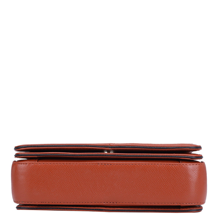 Small Monogram Franzy Leather Shoulder Bag - Rust Orange