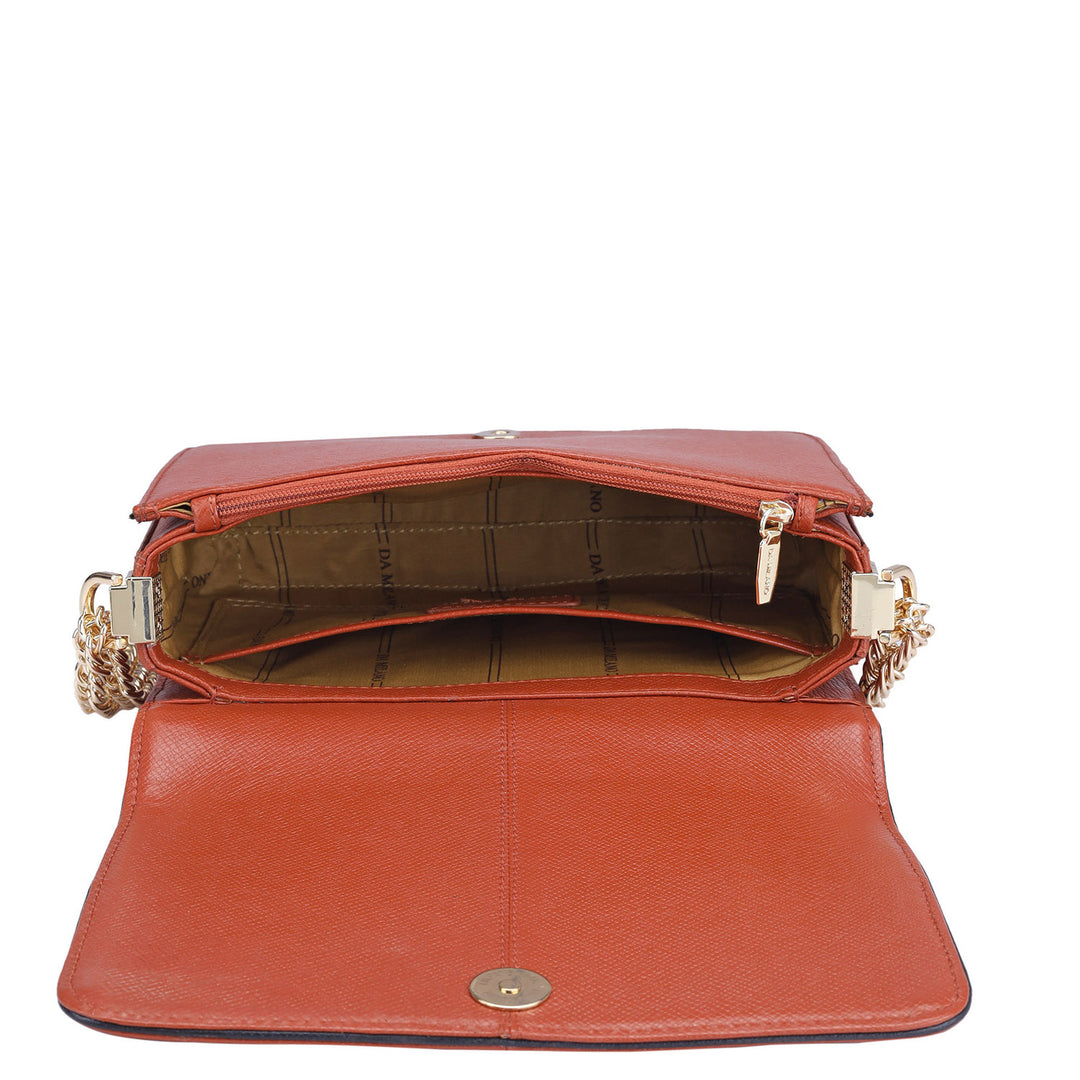 Small Monogram Franzy Leather Shoulder Bag - Rust Orange