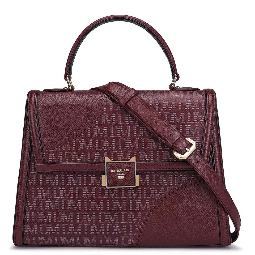Medium Monogram Franzy Leather Satchel - Blood Stone