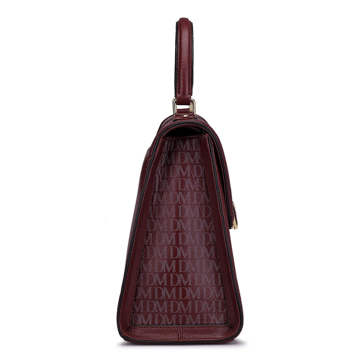 Medium Monogram Franzy Leather Satchel - Blood Stone