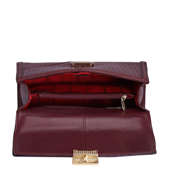 Medium Monogram Franzy Leather Satchel - Blood Stone