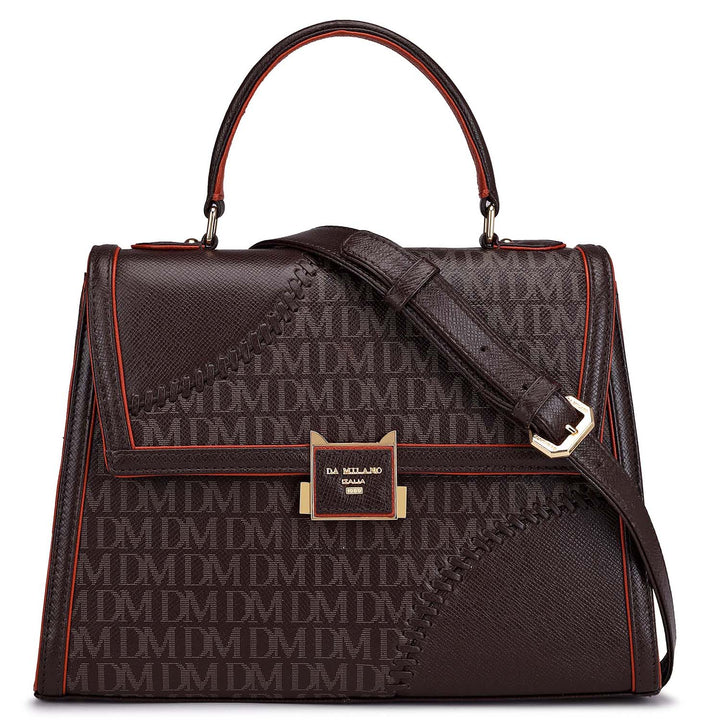 Medium Monogram Franzy Leather Satchel - Chocolate