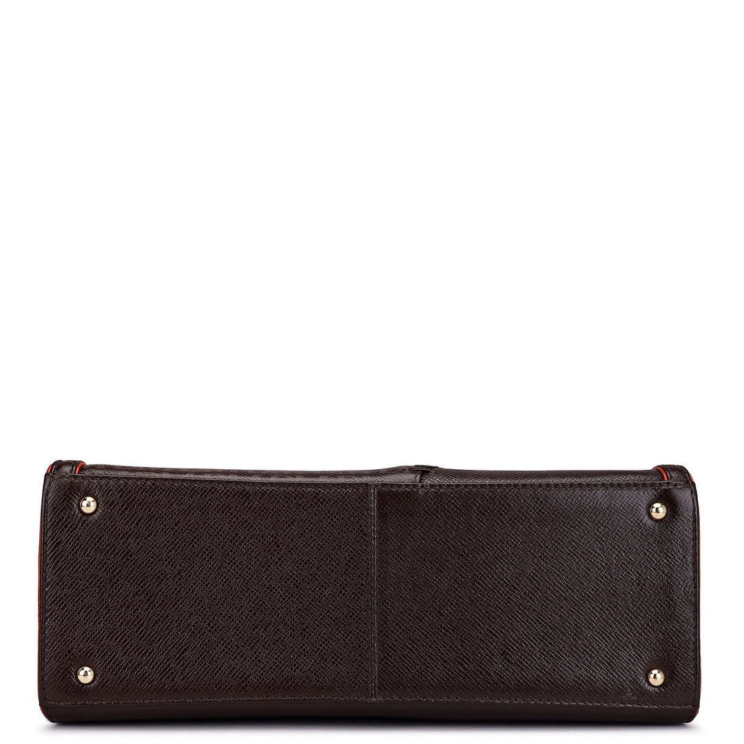 Medium Monogram Franzy Leather Satchel - Chocolate