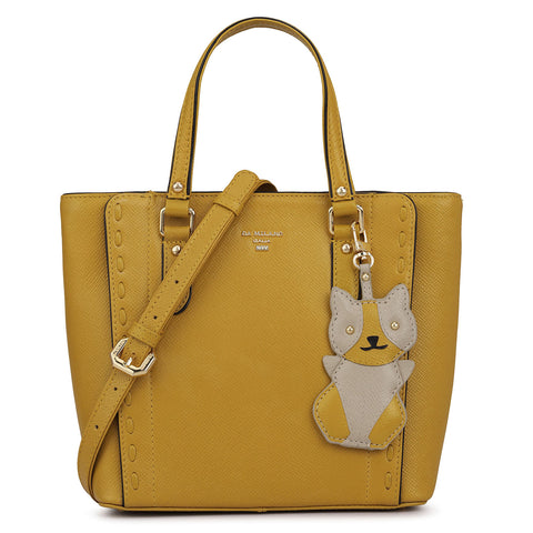 Small Franzy Leather Satchel - Mustard