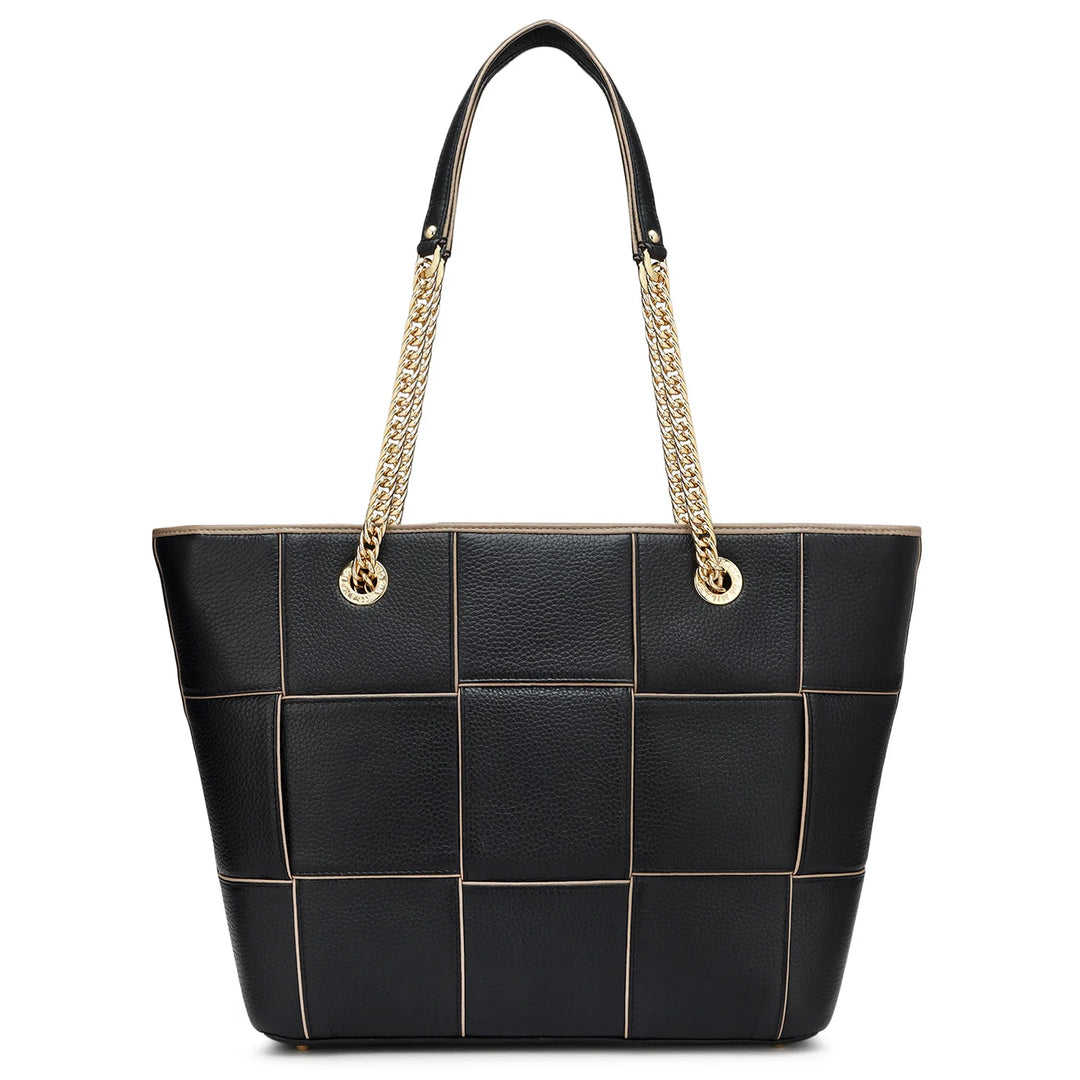 Medium Wax Leather Tote - Black