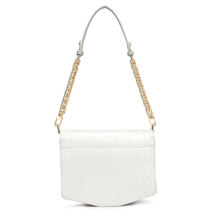 Small Croco Leather Shoulder Bag - Pearl