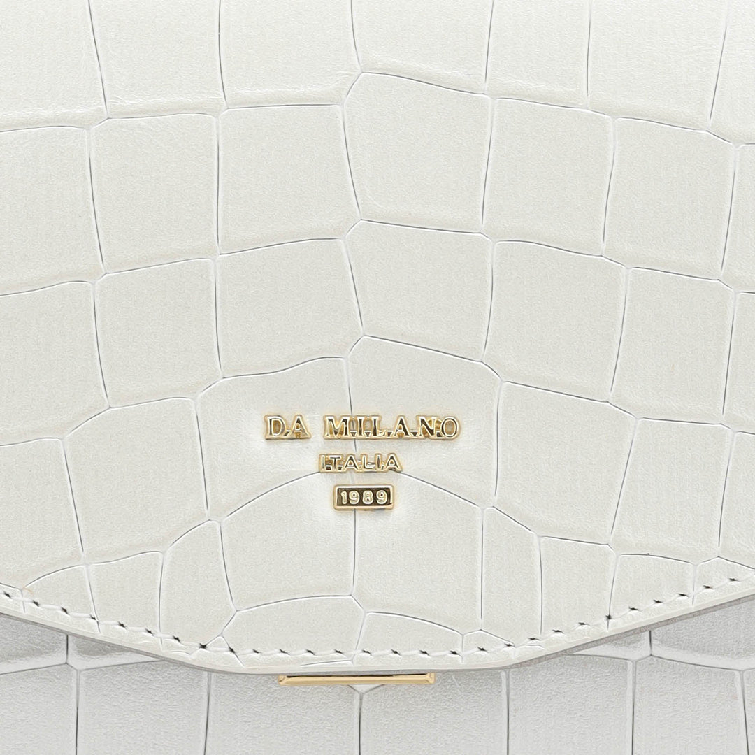 Small Croco Leather Shoulder Bag - Pearl